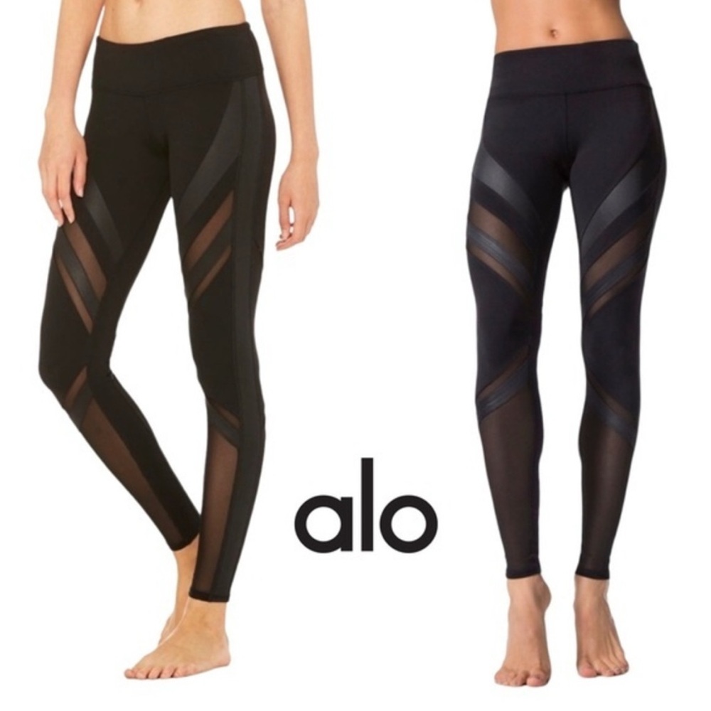 ALO Yoga Black Sheer Stripe Leggings